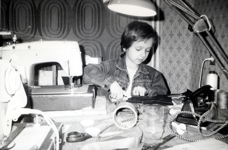 Anton at a sewing machine, Tallinn 1990