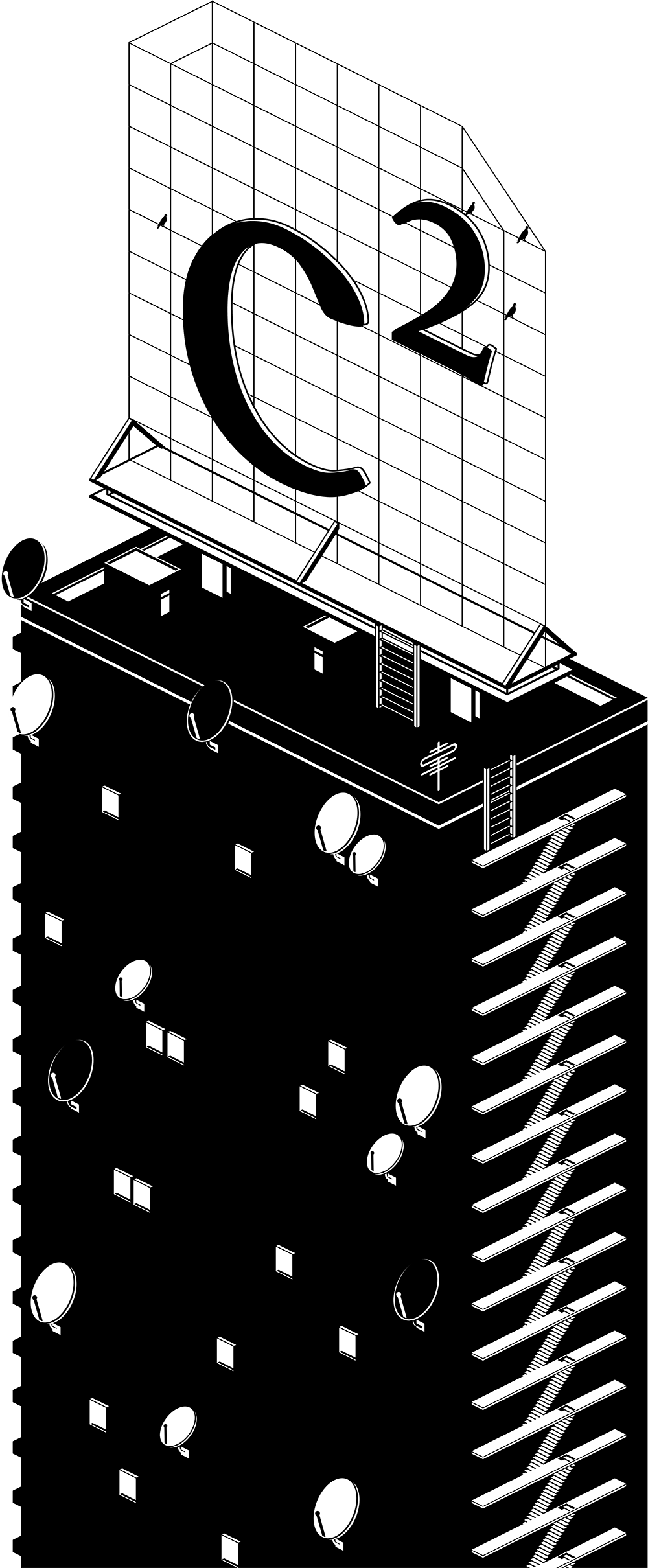Isometric building, drawn alone